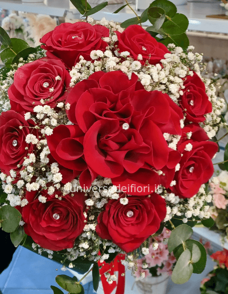 Mazzo di rose rosse con scritta » Fiori a Torre del Greco. Acquista online  per invio e consegna a domicilio di fiori e piante a Torre del Greco
